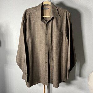 Daniel Cremieux Signature Brown Glen Check Long-Sleeve Button-Up SZ XL